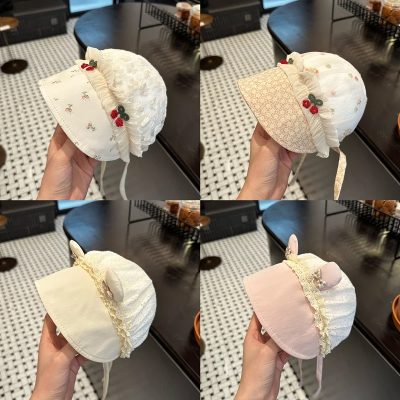 婴儿帽子夏季薄款透气网纱遮阳宫廷公主帽女宝宝小月龄护囱门胎帽