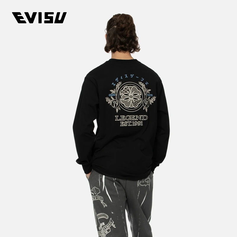 EVISU2024秋季男士刺绣家花休闲宽松圆领长袖2EAHTM4TL1112FFCT