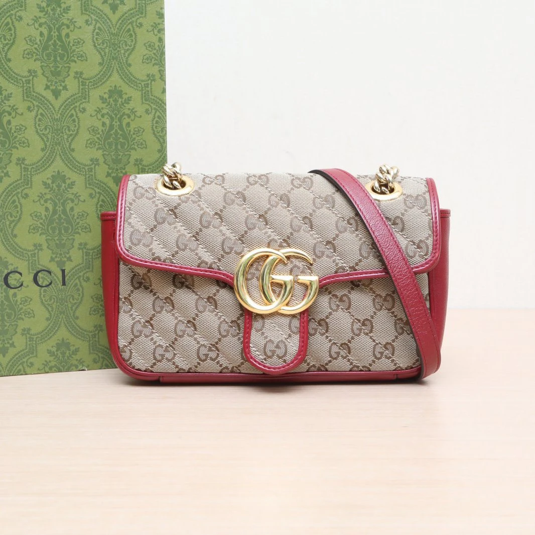 95新 GUCCI/古驰 活动黑黑 GG Marmont 肩背包 Mini