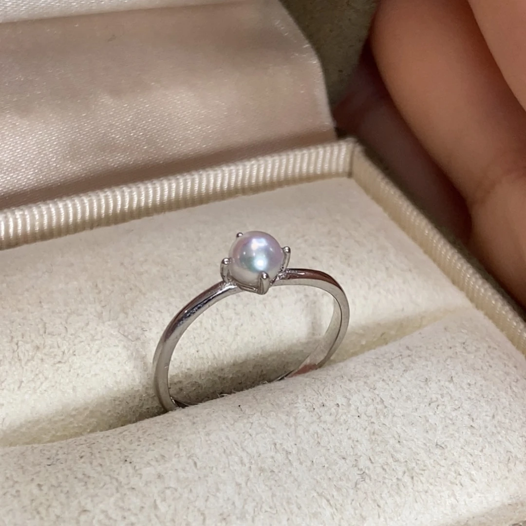 淡水珍珠戒指银S925镶嵌