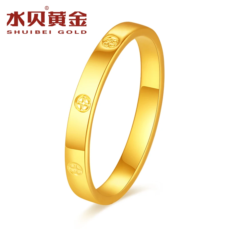 【水贝黄金】黄金戒指足金999戒指四叶草戒指送礼