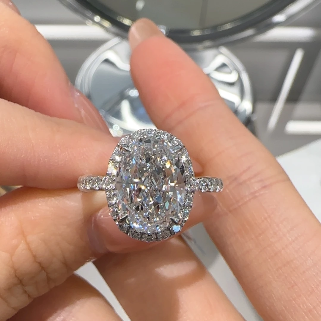 18K金镶嵌实验室培育钻石3卡椭圆16