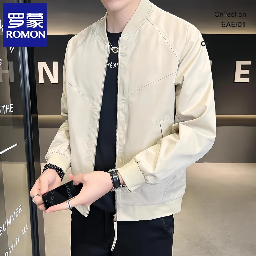 罗蒙新款男士高级感春秋季商务休闲工装夹克衫薄款上衣服大码外套