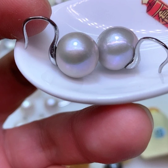 淡水珍珠耳饰银S925镶嵌