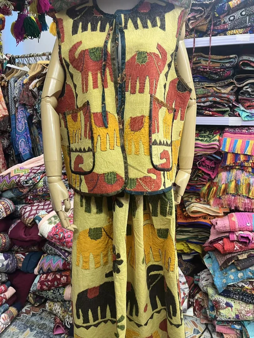 印度尼泊尔民族风服饰刺子绣马甲套装