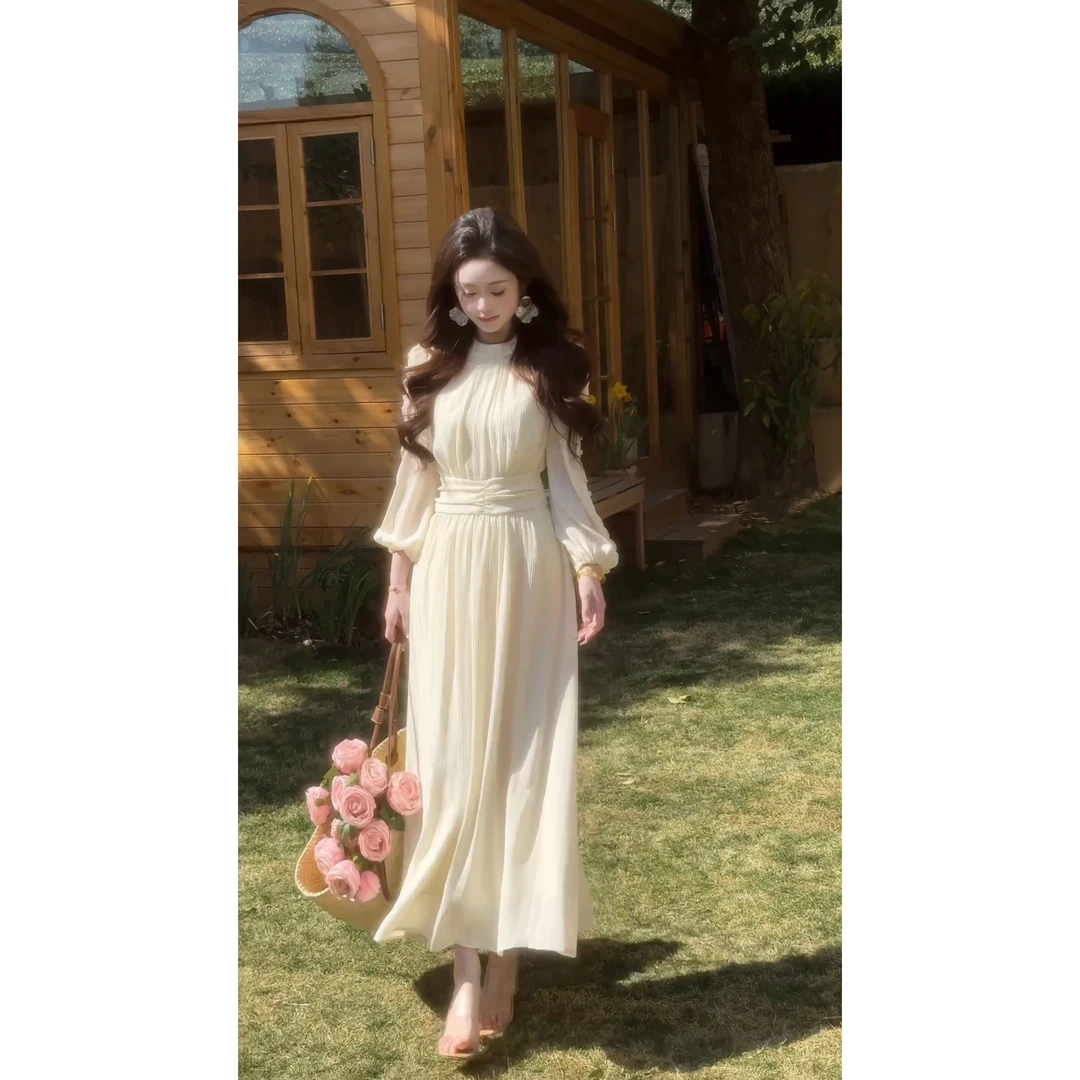 【白月光】<77>收腰蕾丝花边拼接连衣裙XMZH5829