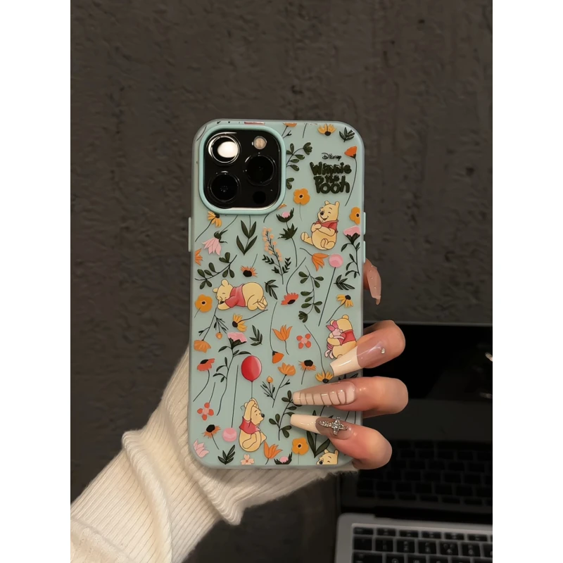 适用苹果16pro创意iPhone15果冻手机壳可爱防摔华为ins花草维尼熊