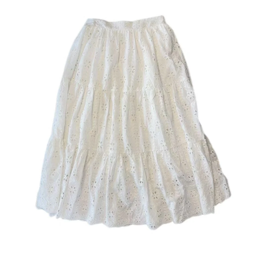 SENSE  25年   法式刺绣白色半裙