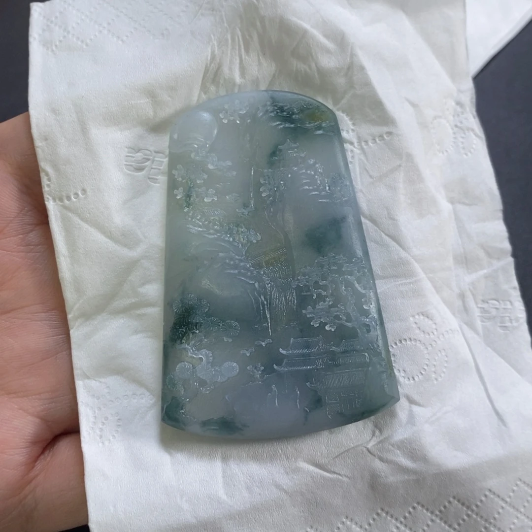 未镶嵌定制翡翠高****饰山水毛货无鉴赏期