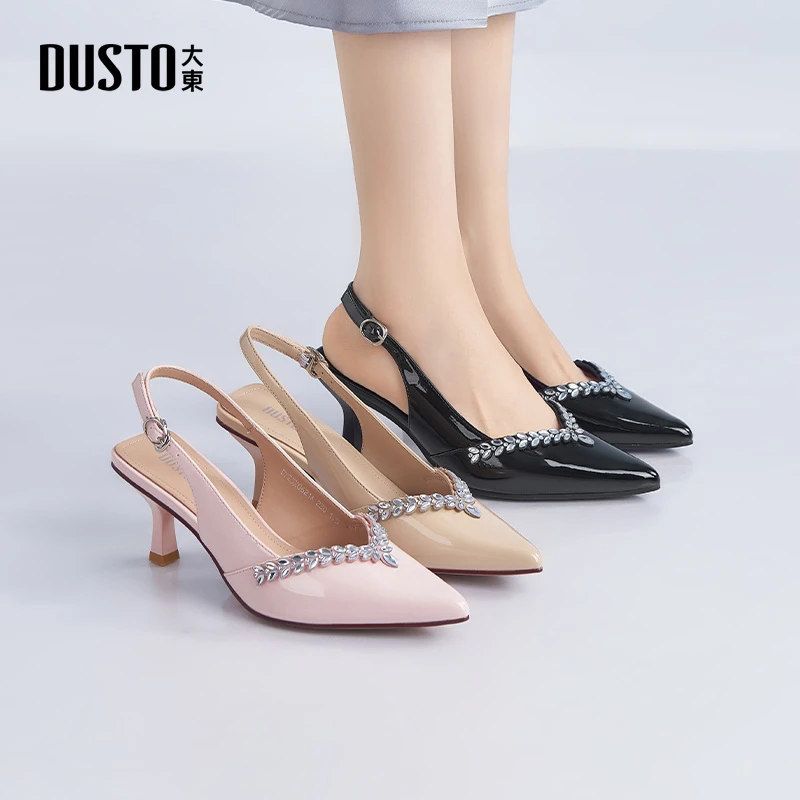 大东轻奢细跟高跟鞋女气质女鞋夏季爆款后空浅口尖头时装凉鞋0621