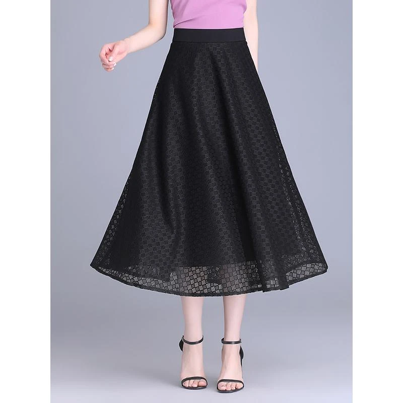 法劳格刺绣网纱半身裙夏季薄款裙子2025新款高腰中长财阀千金女