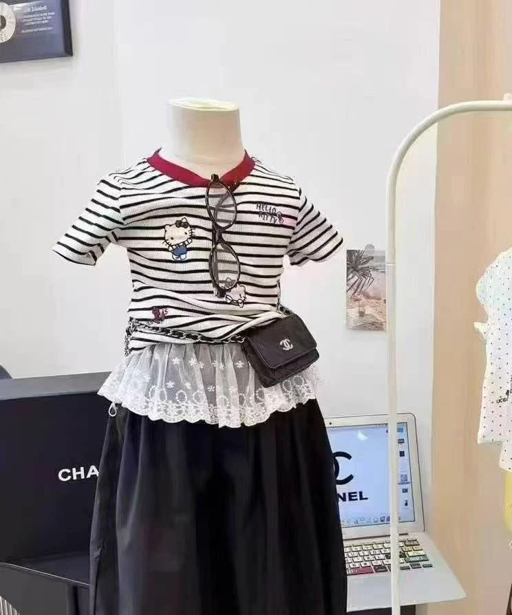 KT贴布条纹可爱风短袖夏季