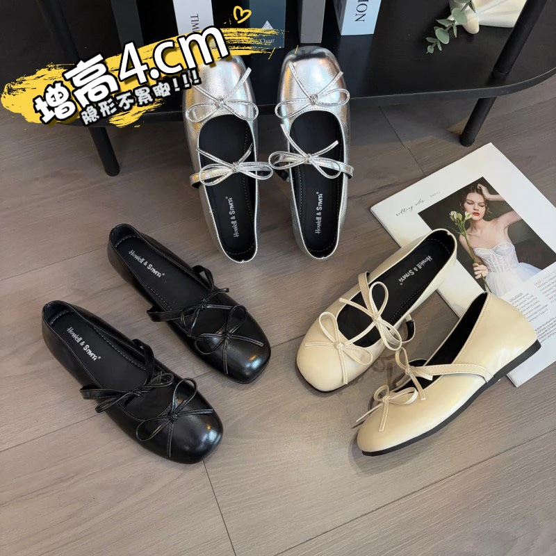 2025春夏新款法式内增高浅口增高玛丽珍鞋英伦风复古中跟低跟单鞋