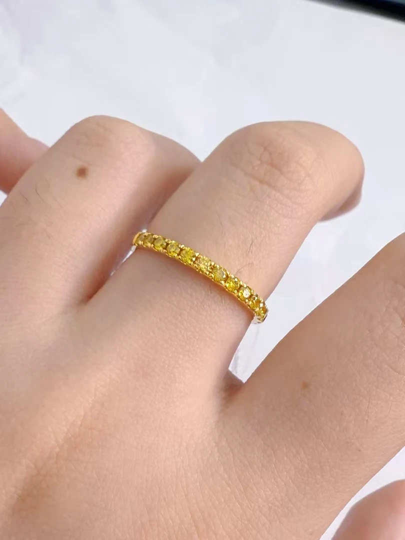 18k黄条戒天然钻黄钻戒指气质轻奢时尚简约排戒