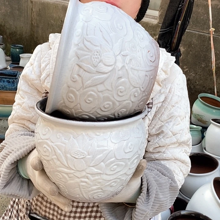 紫砂花盆瑕疵口20高16