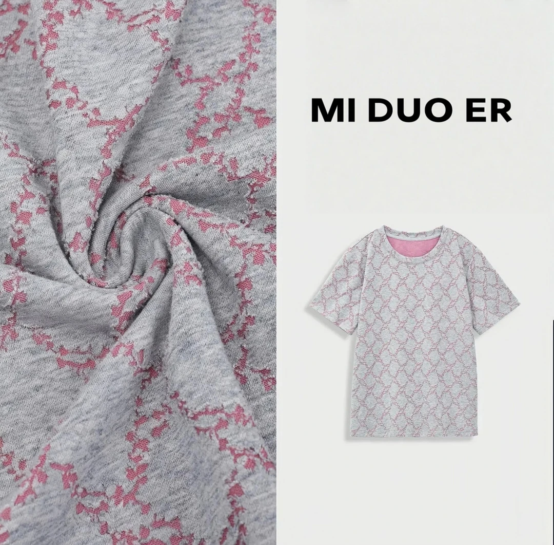 2025新款短袖欧货双色面料烧花设计T恤衣服女重工时尚百搭上衣