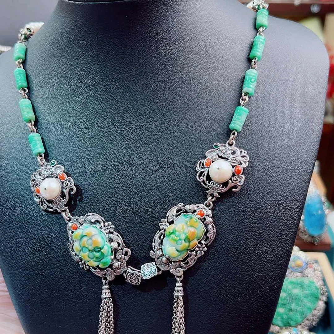 翡翠银S925镶嵌项链锦象原创设计款式项链