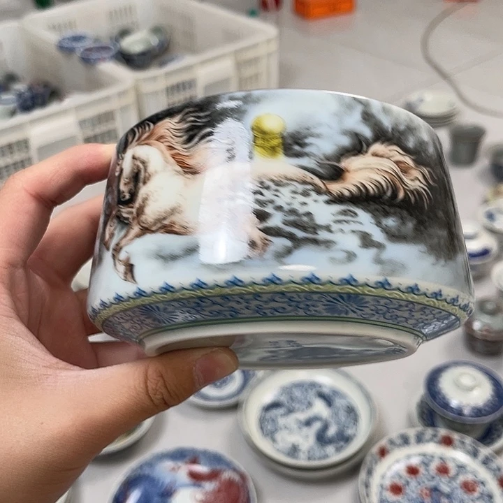 瓷片景德镇墨彩梦马水洗