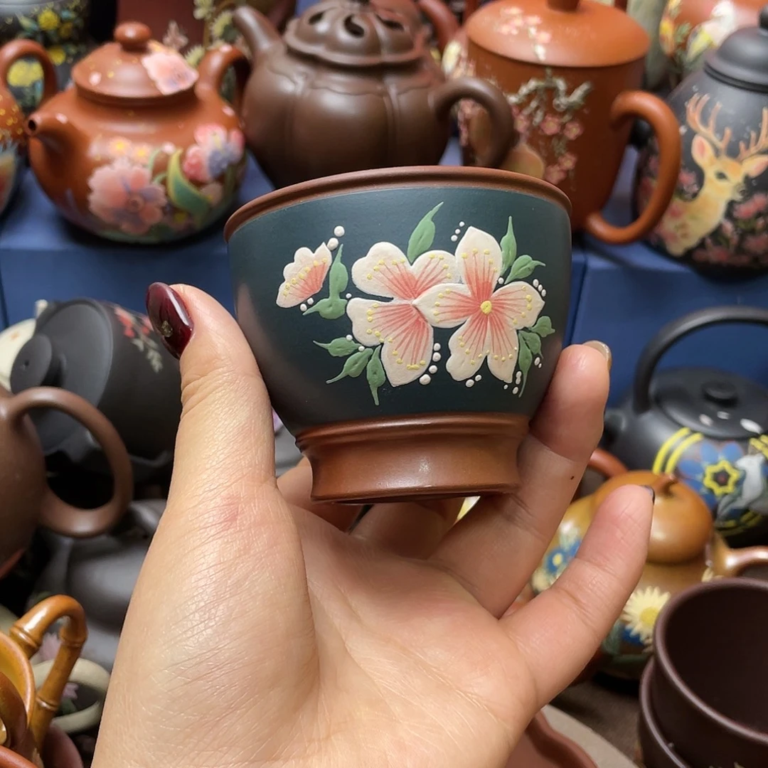 红泥茶杯紫砂主人杯139cc