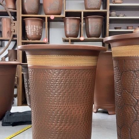 桶盆草***心全手制作高温烧制