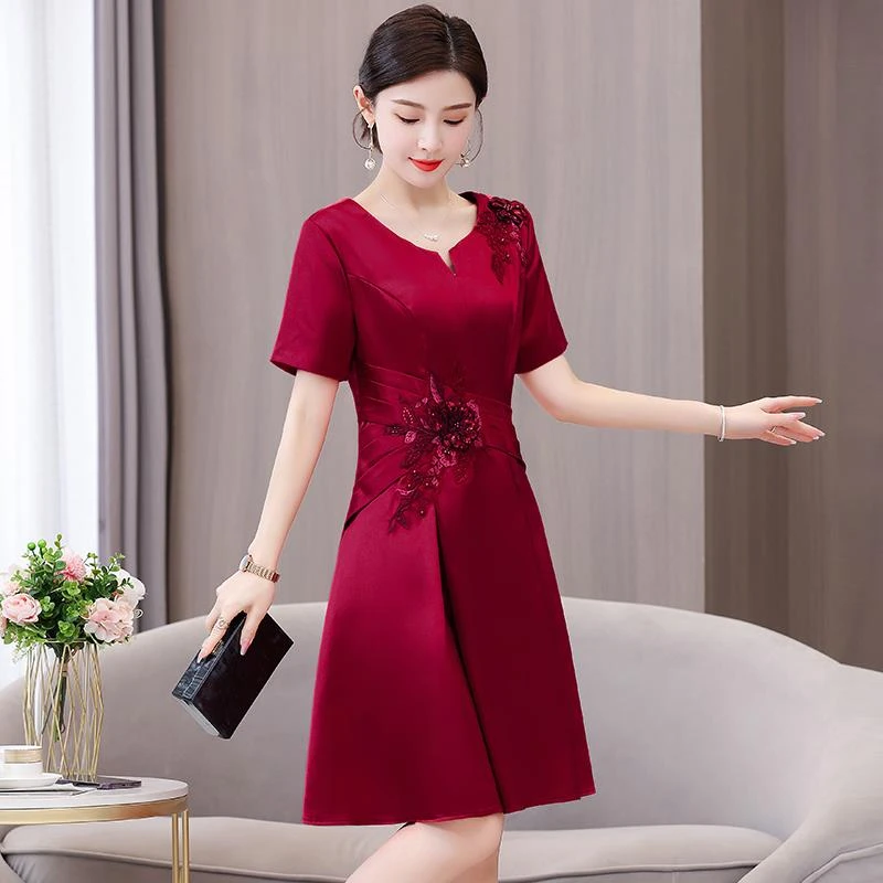 她他百伦礼服连衣裙高贵年轻款丈母娘婚庆喜婆婆婚宴装平时可穿夏