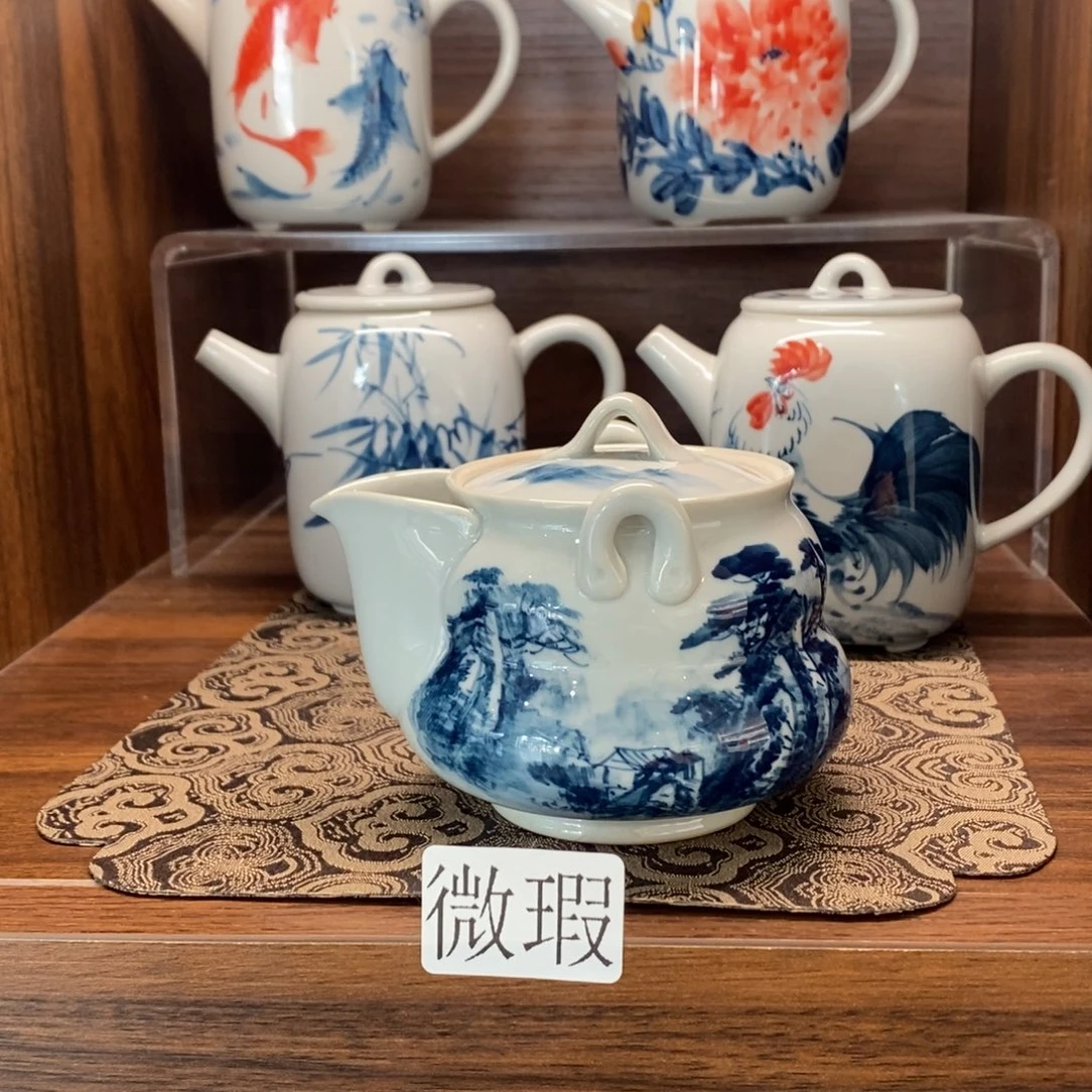 釉下彩老陶泥手工绘制