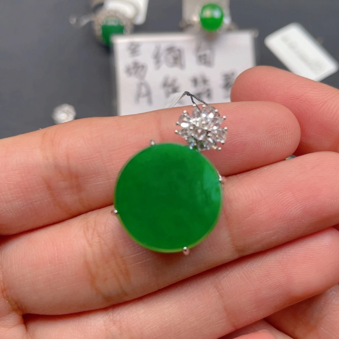翡翠银S925镶嵌吊坠(不含链)