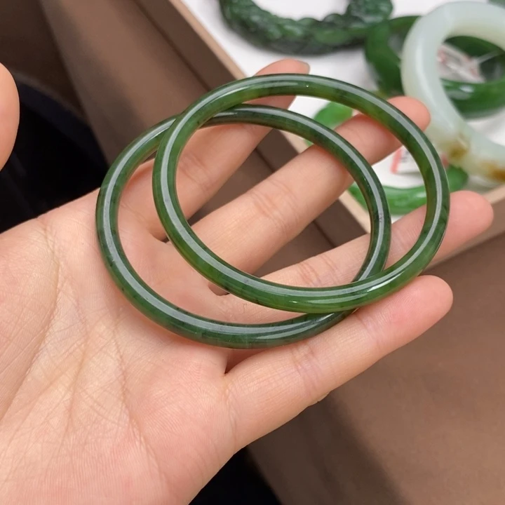 手串未镶嵌和田玉碧玉叮当镯一对61#