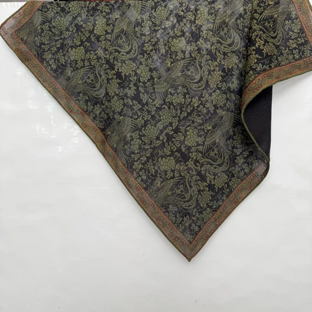 丝纡 凤凰于飞 四经绞萝桑蚕丝香云纱65*65方巾围巾