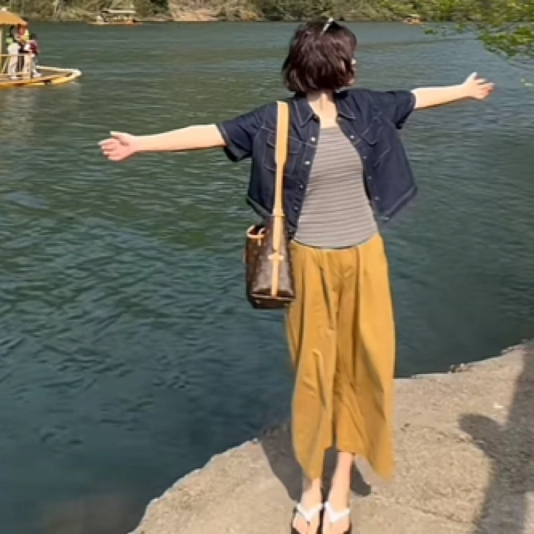 薄款牛仔外套短袖女2025夏季新款高级感薄款百搭宽松休闲上衣披肩