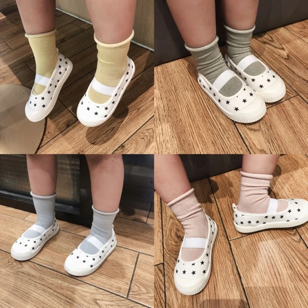 春夏季薄款女童亮丝韩版袜子堆堆袜儿童夏季幼儿 短袜-银丝卷边