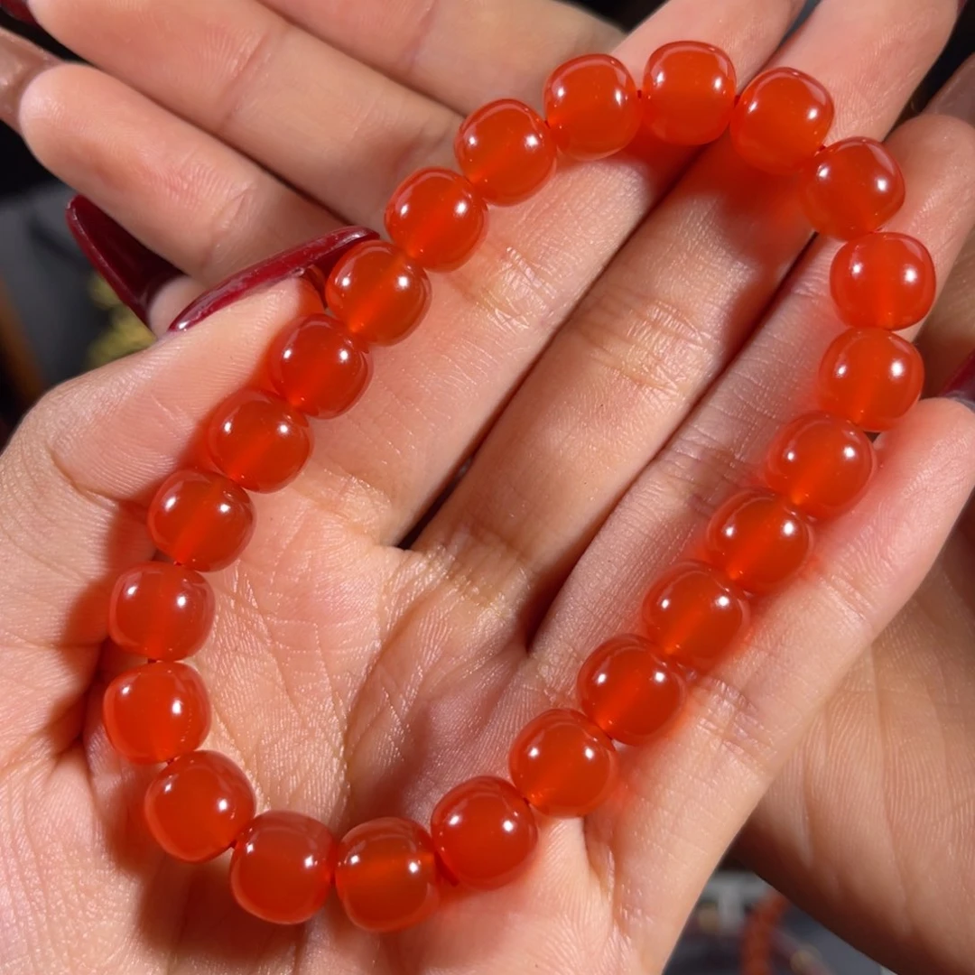 南红玛瑙丽江冰红老形单圈9mm未镶嵌