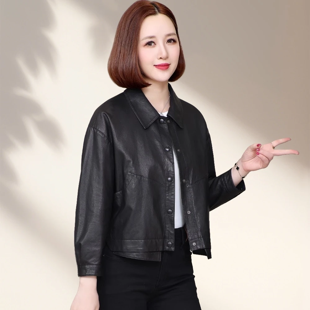 爆款海宁真皮皮衣女小个子2025秋冬新款正品皮夹克短款绵羊皮外套