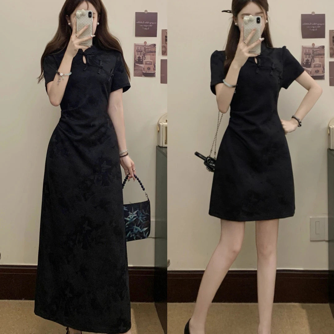 大码国风新中式旗袍裙高级感新款连衣裙女装夏季胖MM遮肚显瘦裙子