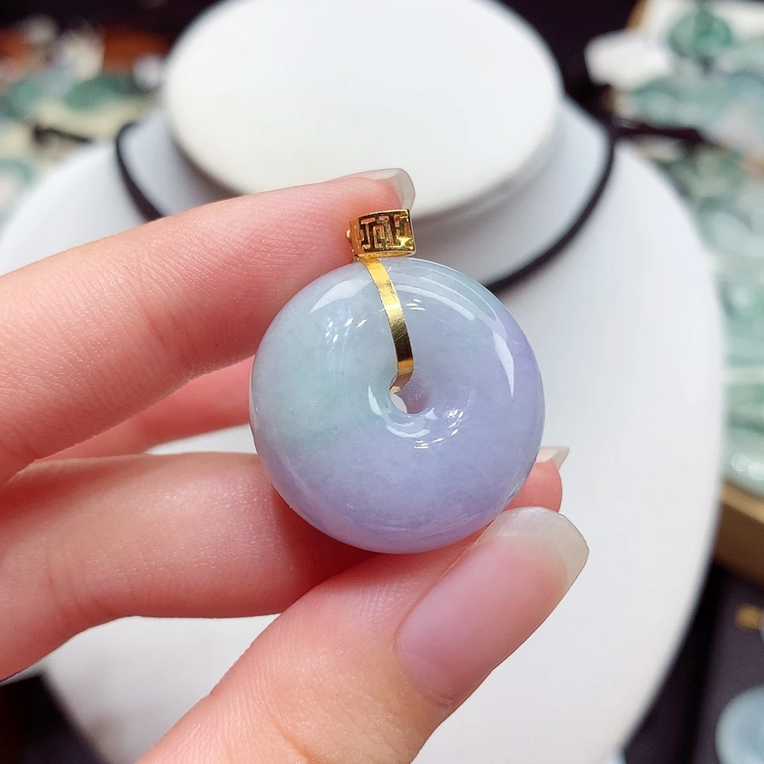 颈饰18K金镶嵌翡翠翡翠1，24.2/12.5