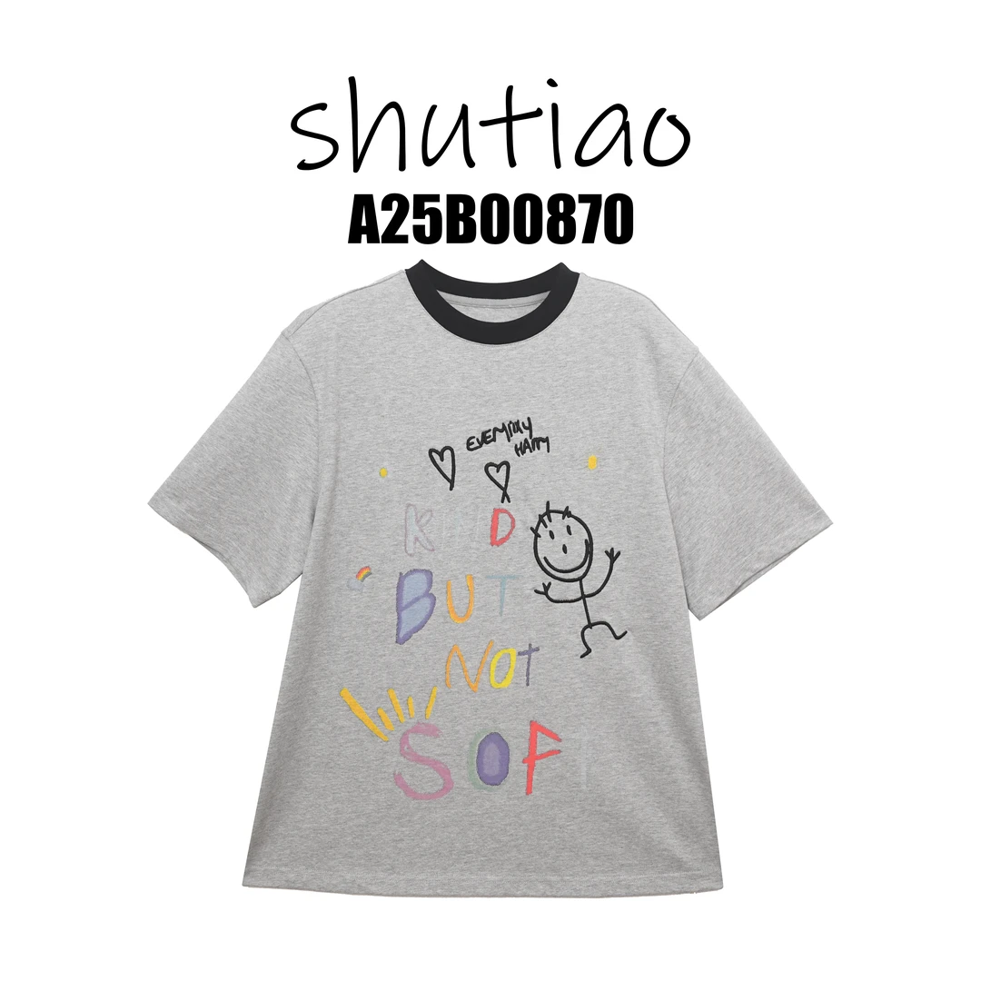 【SHUTIAO】2025夏季：新款小众设计款T恤A25B00870