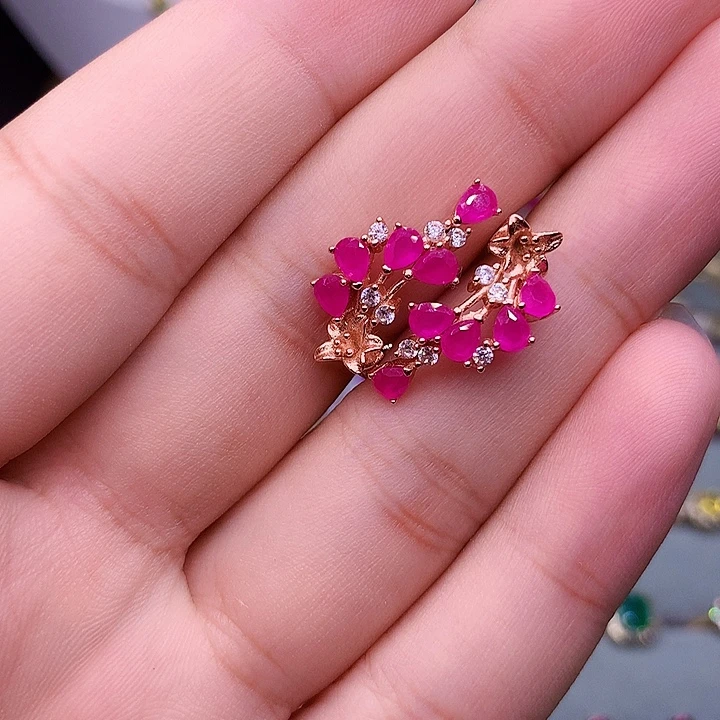 红宝石戒指银S925镶嵌