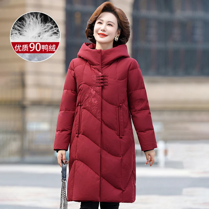 妈妈装羽绒服冬季新款国风本命年外套洋气婚宴棉衣袄中老年人女装