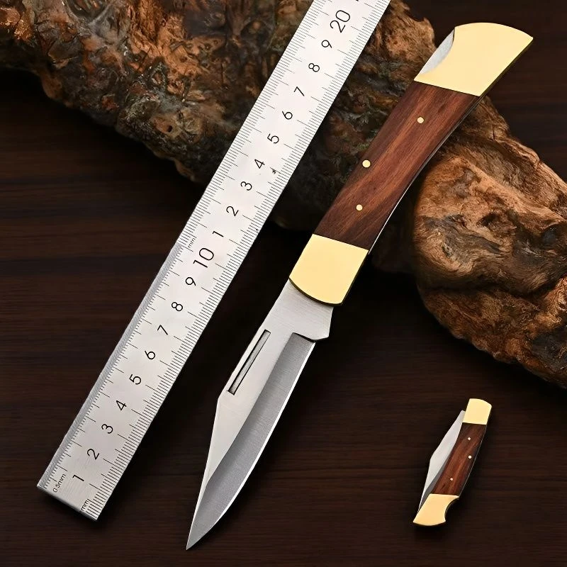 黄铜实木折叠家用蔬果削皮刀户外烧烤吃手把肉小刀水果刀牛排刀