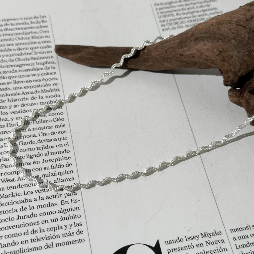 坠链均925银 <织梦>波浪纹爆闪百搭小众设计时尚素款气质项链简约