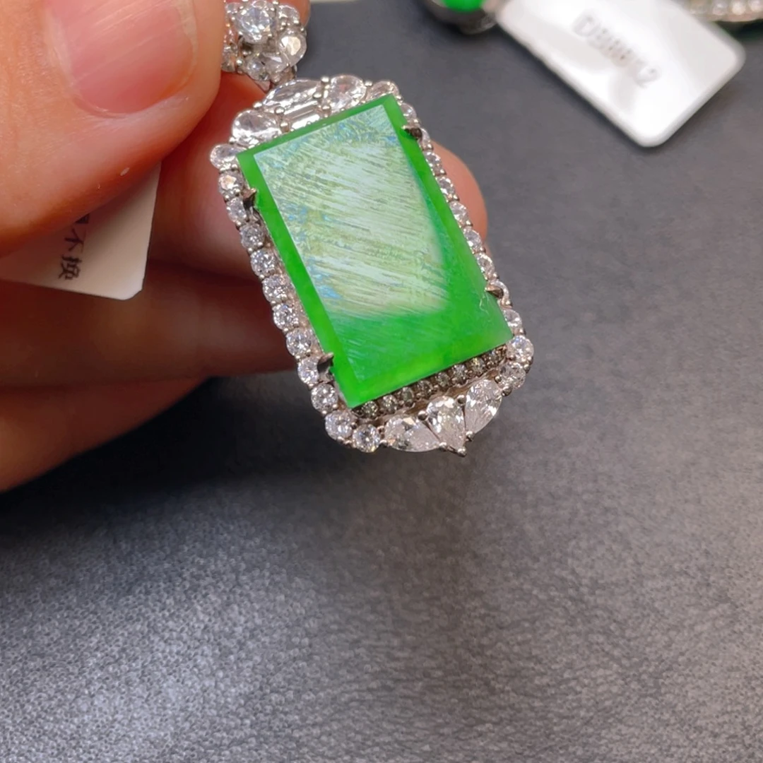 翡翠银S925镶嵌吊坠(不含链)