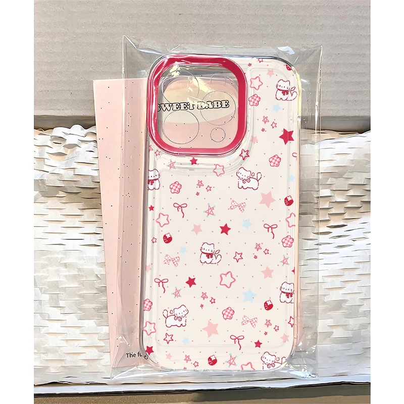 红色星星小猫适用苹果16手机壳iPhone13卡通15软华为vivo小米oppo