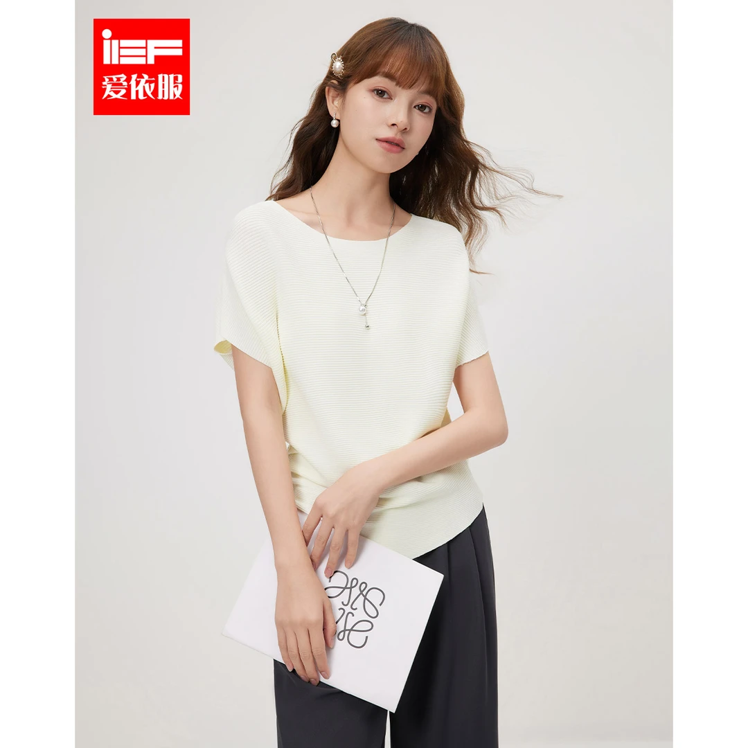 IEF/爱依服上衣2025春夏新款韩版成熟通勤气质百搭毛织蝙蝠衫