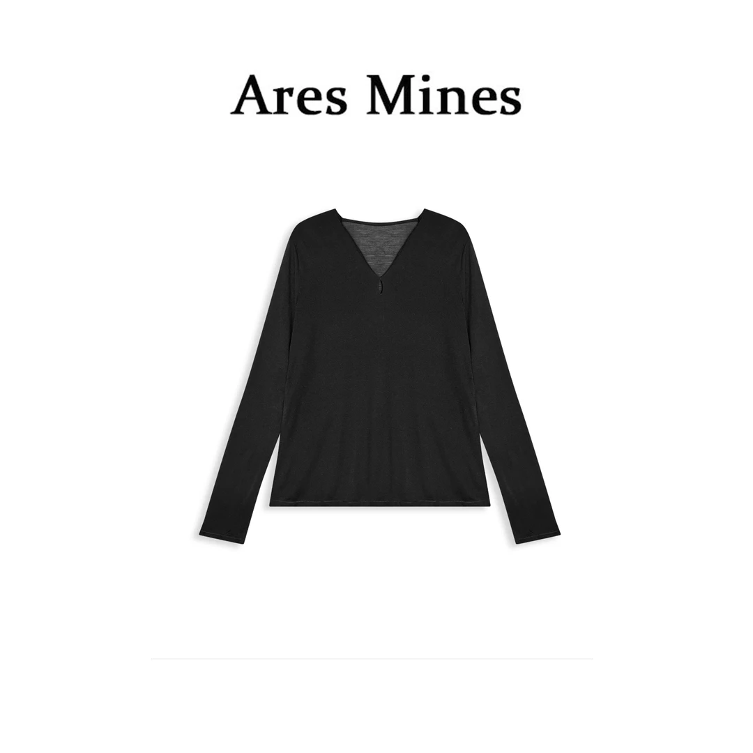 【盛朗熙Ares Mines】裸感云朵 轻便贴肤裸感亲肤纯色V领打底衫女
