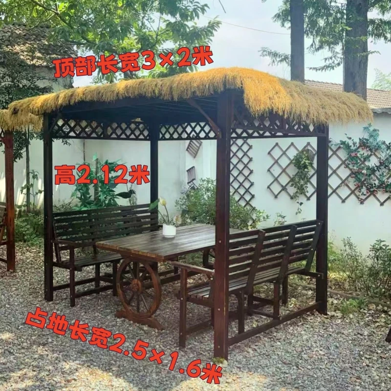 特大号立柱款带茅草棚户外庭院防腐木凉亭葡萄架适合露台院子