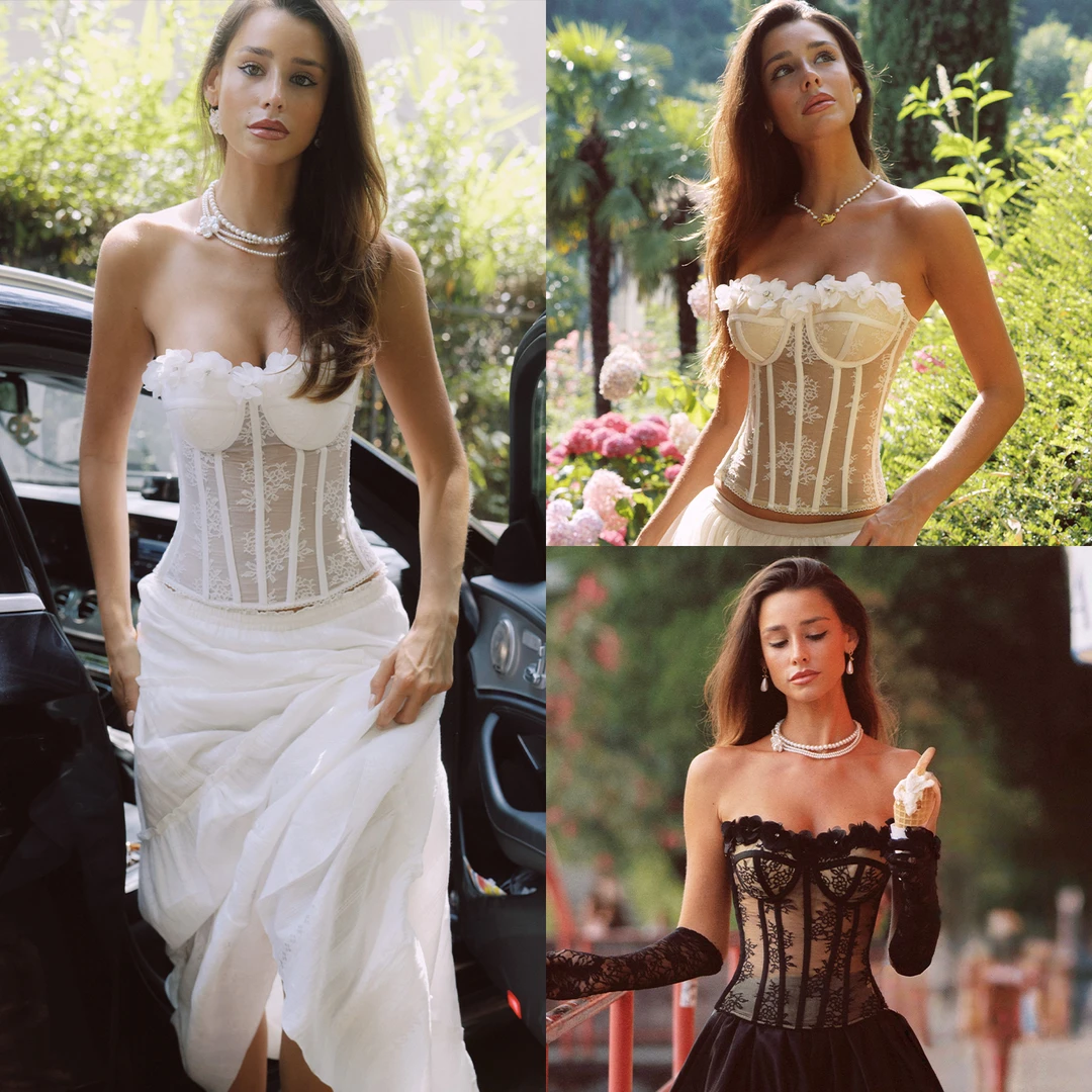 LaceMade 孔雀系列 法式设计感抹胸鱼骨胸衣修身显瘦百搭上衣背心