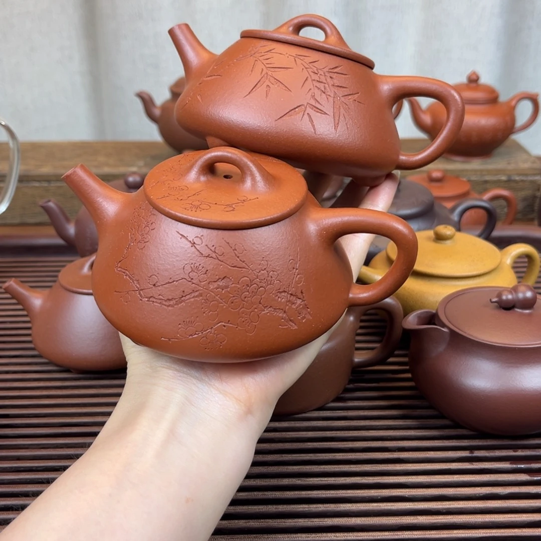 茶壶紫砂平盖230cc两种刻绘