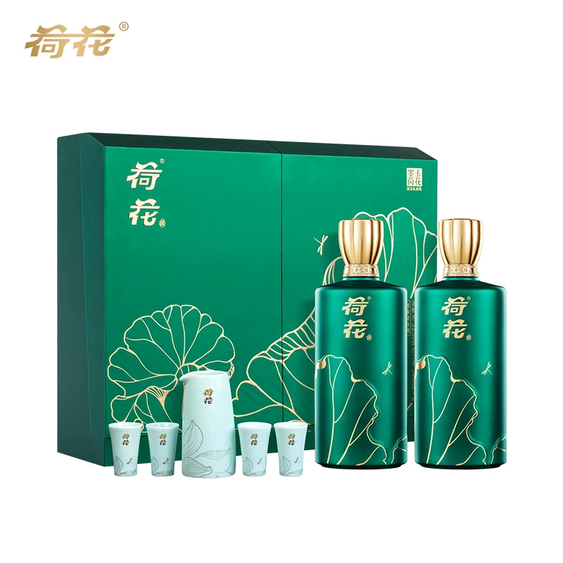 荷花墨玉礼盒装 酱香型白酒53度高端酒水商务宴请53度500ml*2