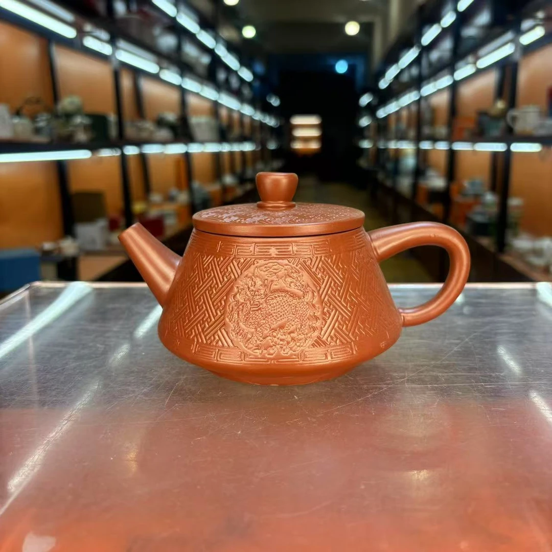 秋香茶具  大红袍紫砂石瓢凤鸣壶家用简约大容量泡茶壶-5613