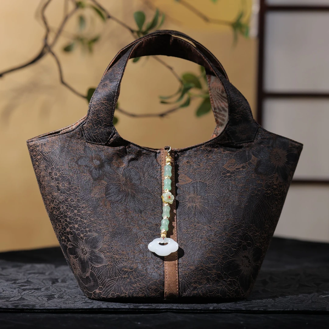 【万花】黑咖-慢蓝&梵田里-菜篮子包16*19*30cm（慢蓝S1841）茶包袋